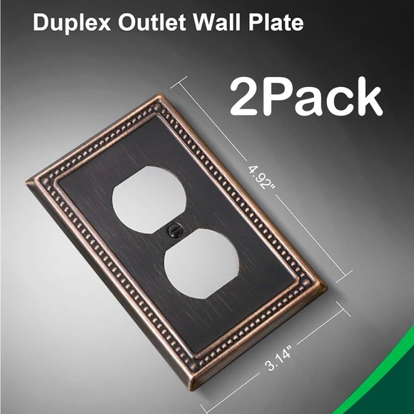 2 Pack Aged Bronze Duplex Outlet Cover Plates - NWOT - Picture 1 of 7